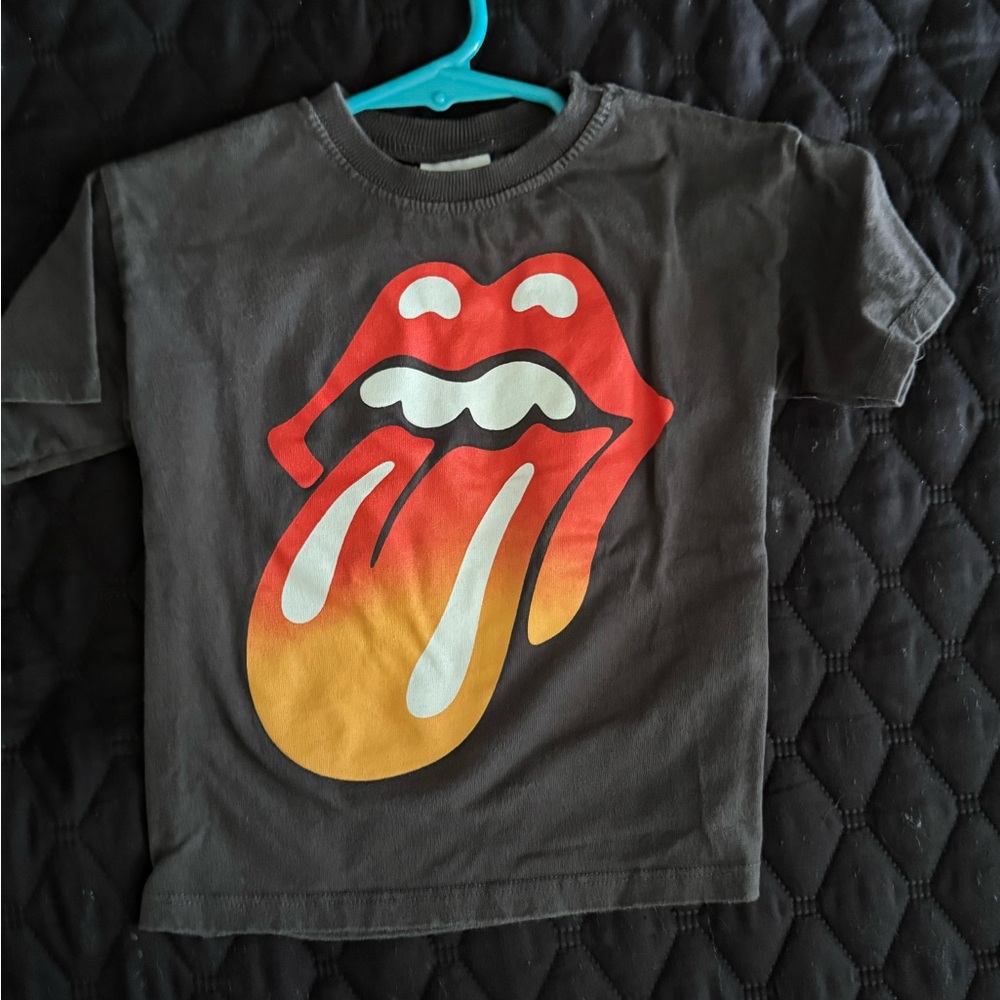Zara Kids Charcoal Tee with Red and Yellow Tongue Graphic